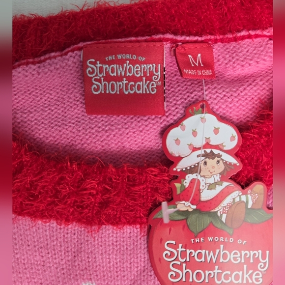 Strawberry Shortcake Festive Pink Embroidered Sequin Christmas Sweater - Picture 5 of 10